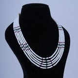5 line Flat Rubi & Emerald Bead Pearl Mala