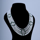 7 line Emerald Bead Pearl Mala