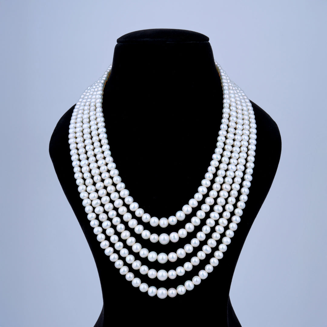 5 line Half- Round Gradation Pearl Mala