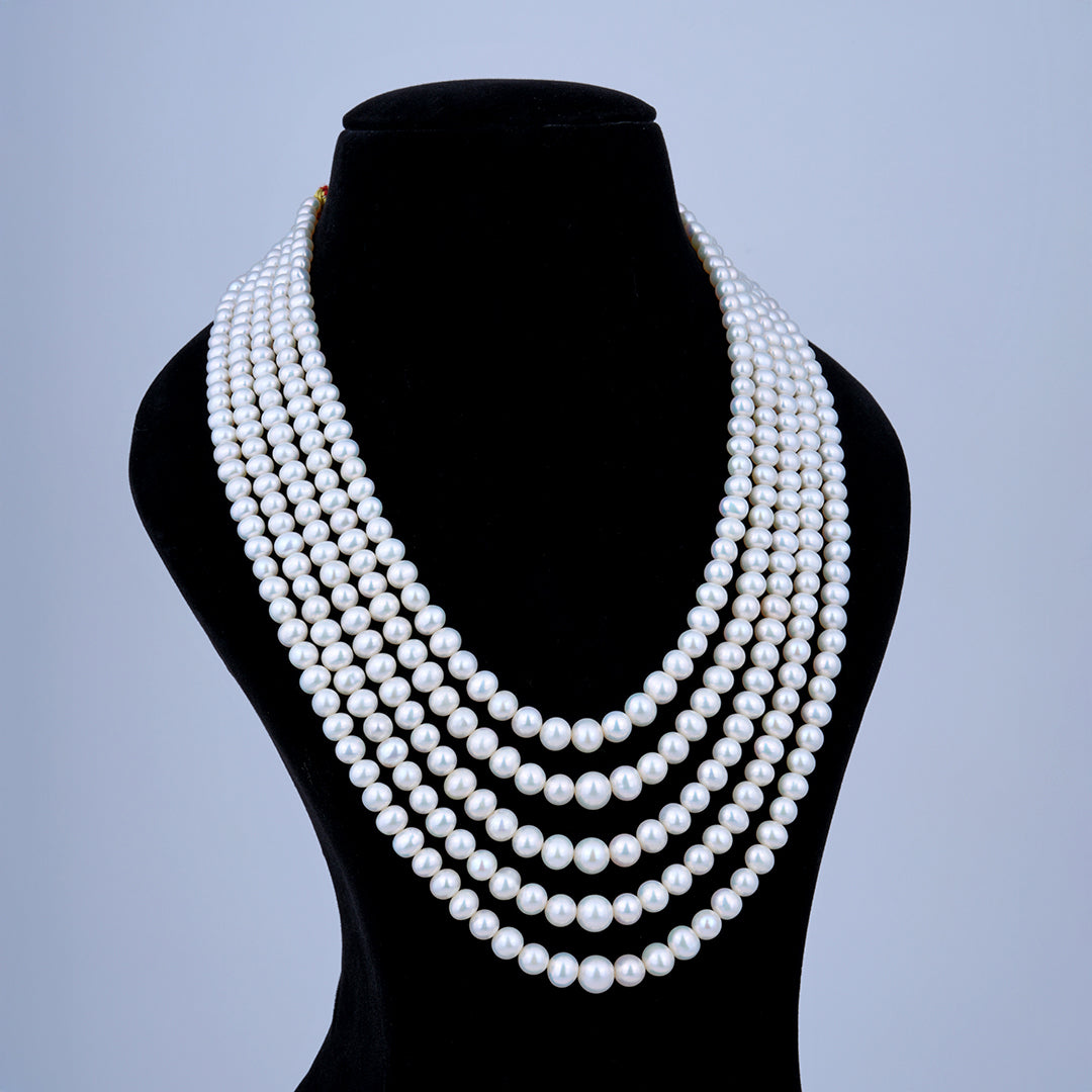 5 line Half- Round Gradation Pearl Mala