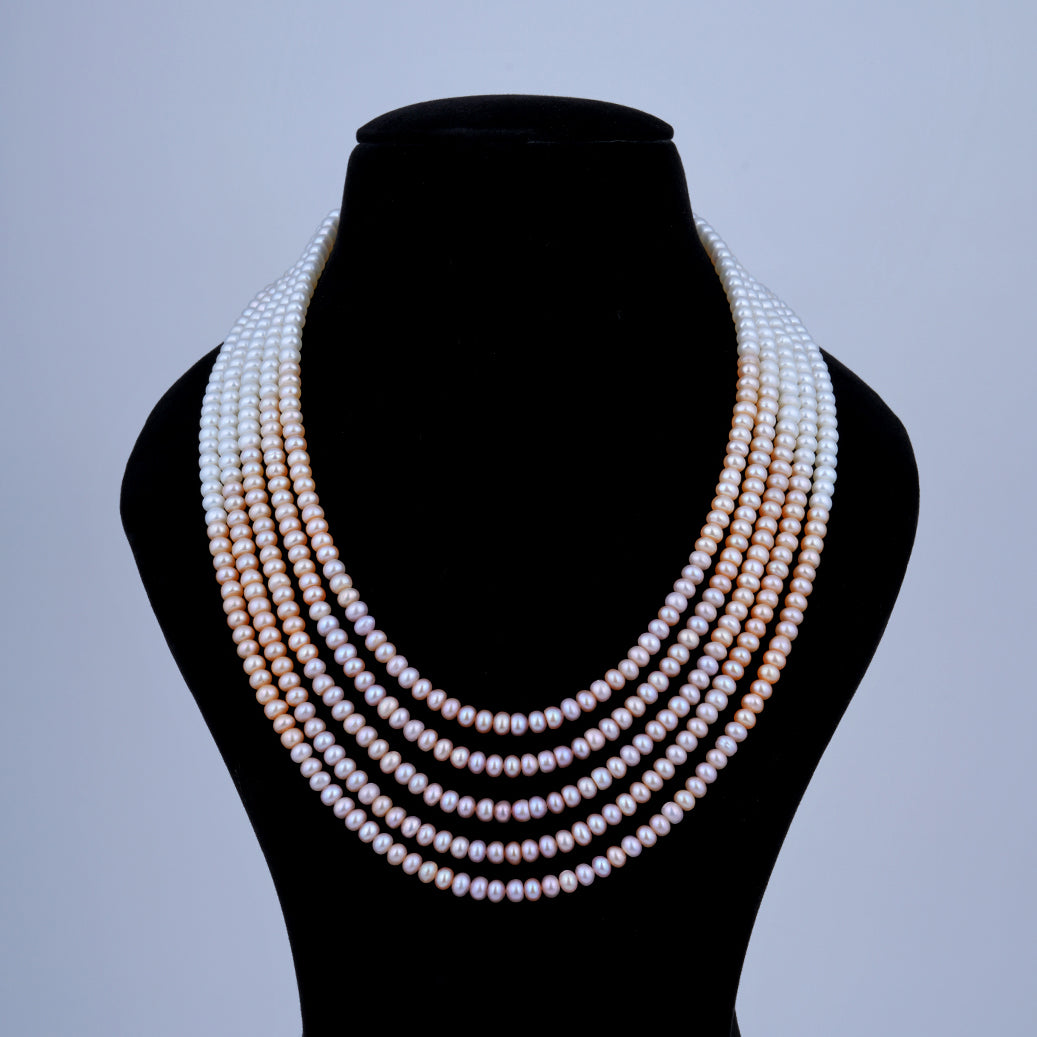 5 line Flat Shaded Pearl Mala