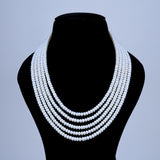 5 line White Flat Pearl Mala