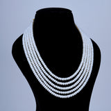 5 line White Flat Pearl Mala