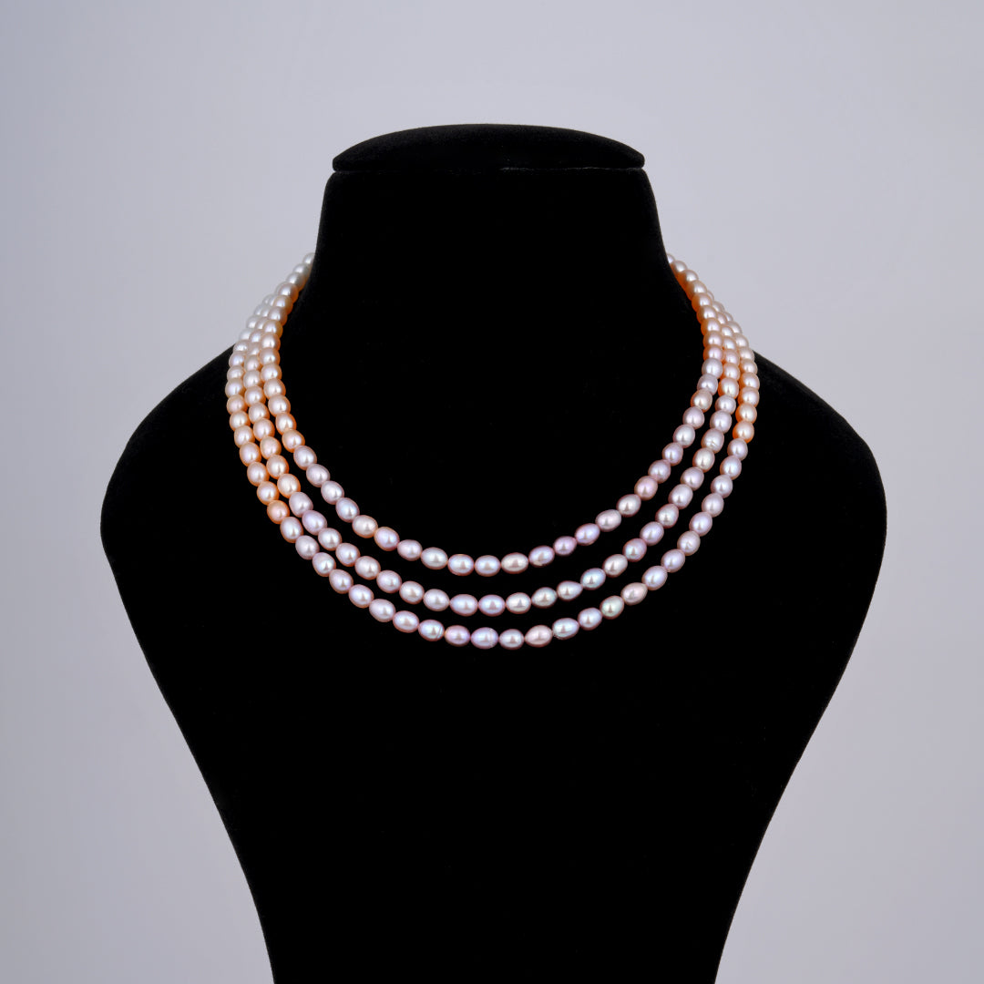 3 line- Pearl Shaded Oval Mala