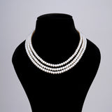 3 line- Pearl White Flat Mala