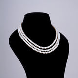 3 line- Pearl White Flat Mala