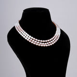 3 line- Pearl Rainbow Oval Mala