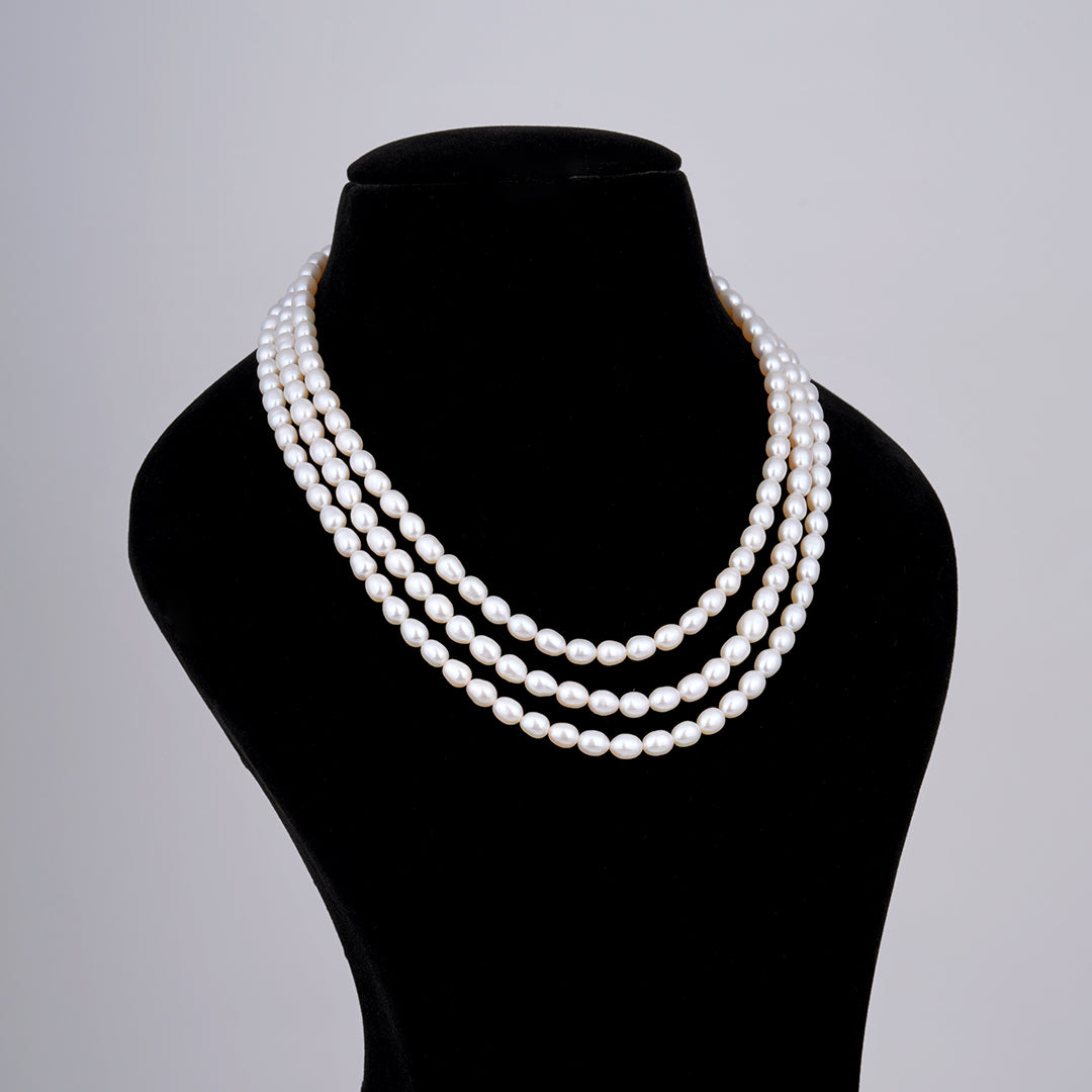 3 line- Pearl Oval Mala