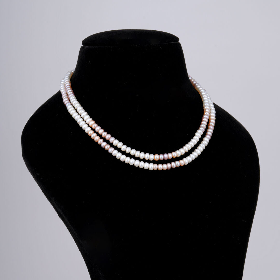 2 line Rainbow Flat Pearl Mala