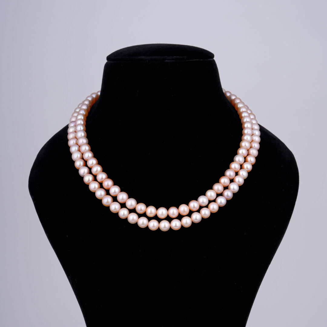 Dual Layer Peach Pearl Necklace