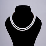 2 line White Flat Pearl Mala