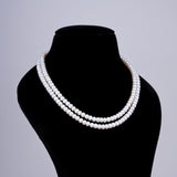 2 line White Flat Pearl Mala