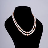 2 line Oval Peach Gradation Pearl Mala