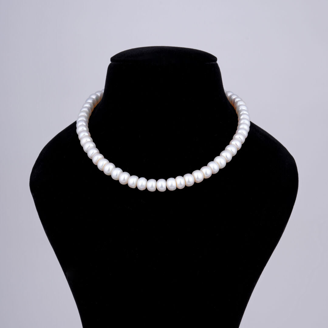 1 line Big Off White Flat Pearl Mala