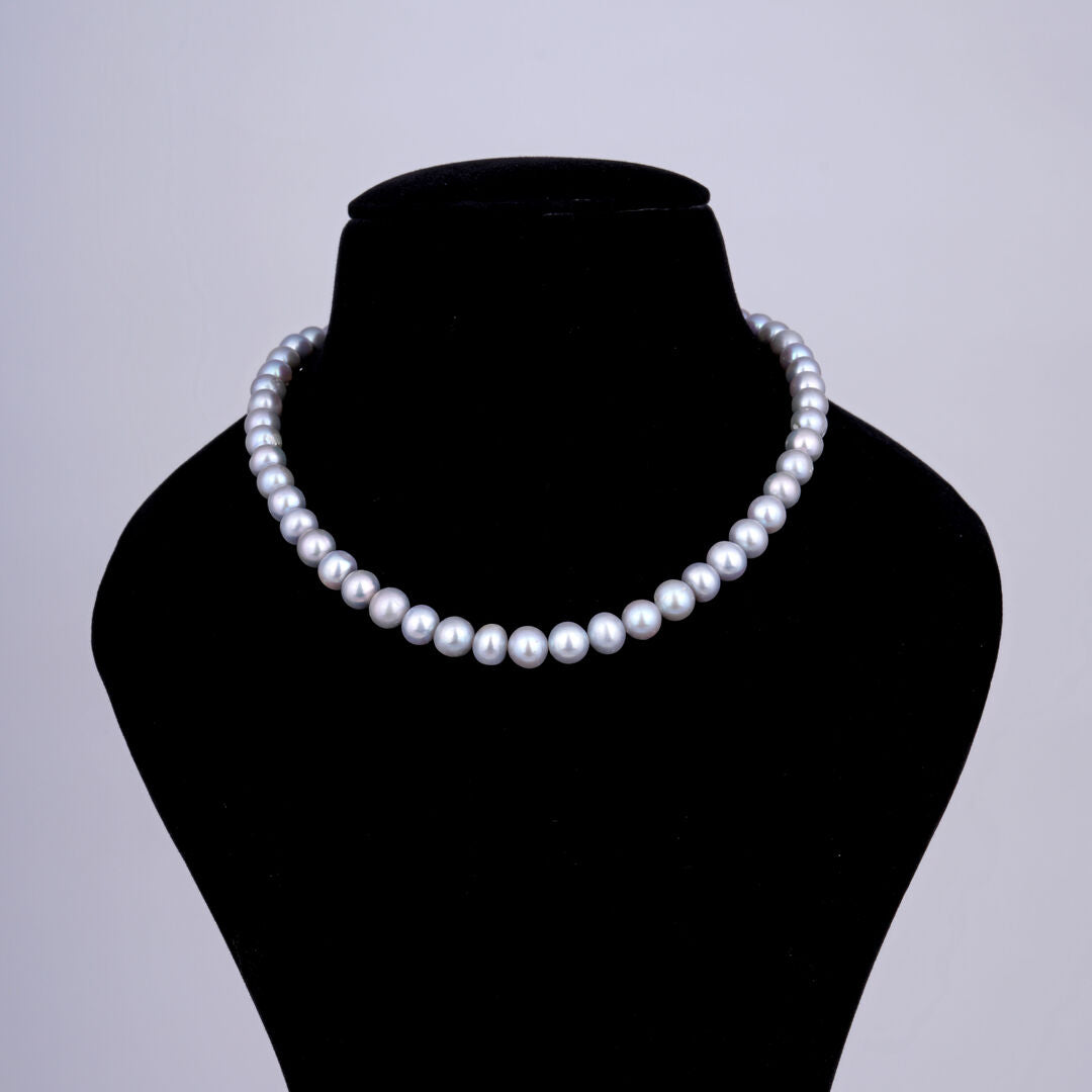 1 line Grey Round Pearl Mala