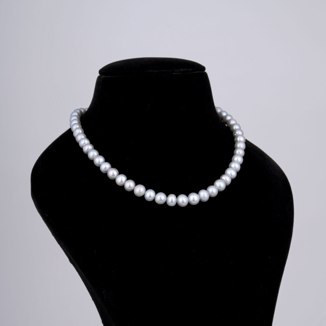 1 line Grey Round Pearl Mala