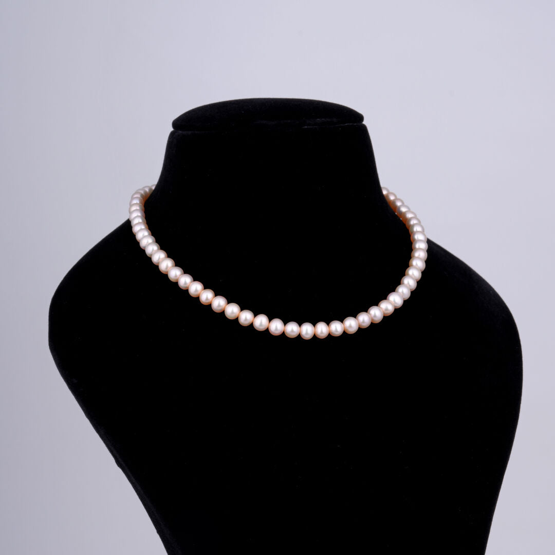 1 line Peach Round Pearl Mala