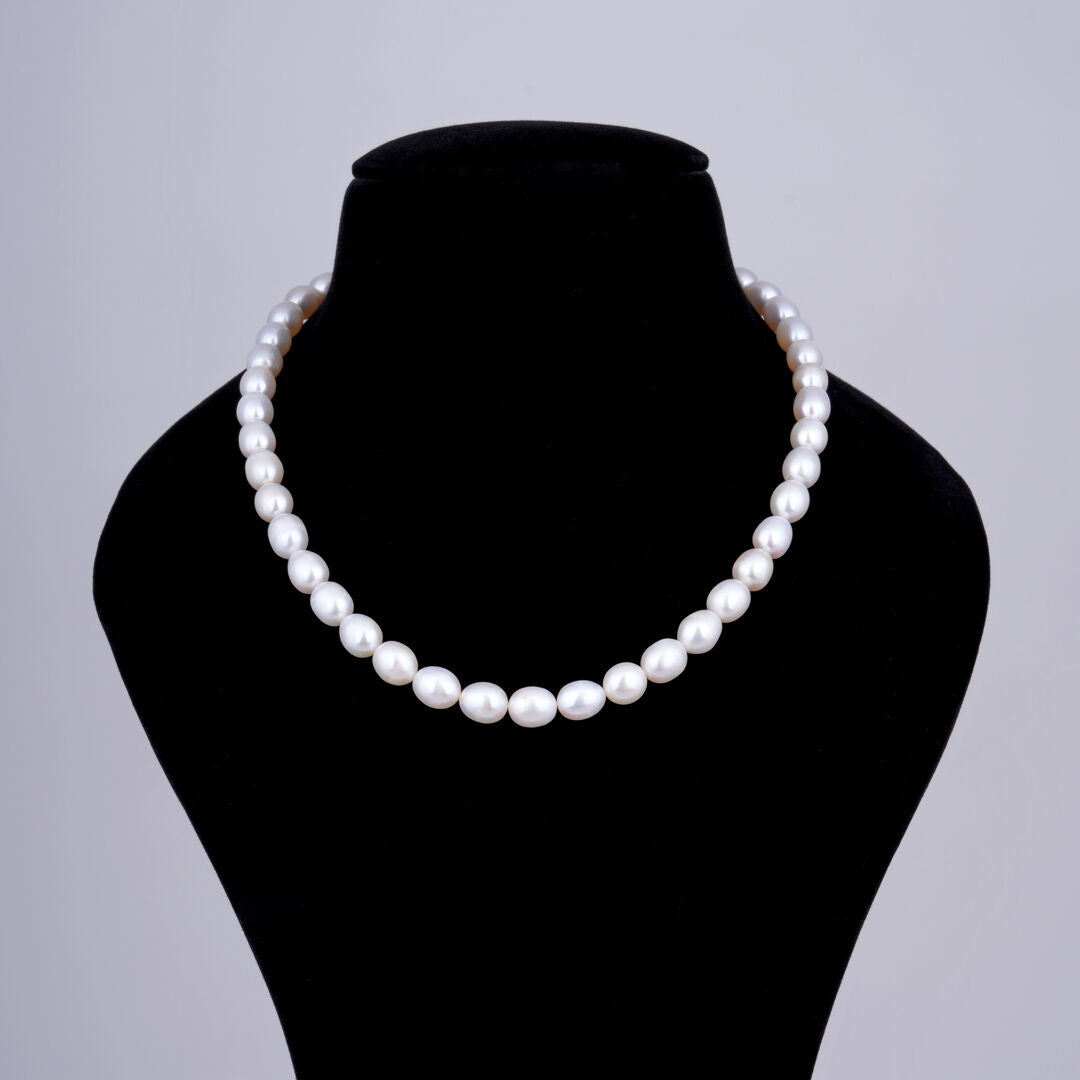 1 line Off-White Flat Pearl Mala