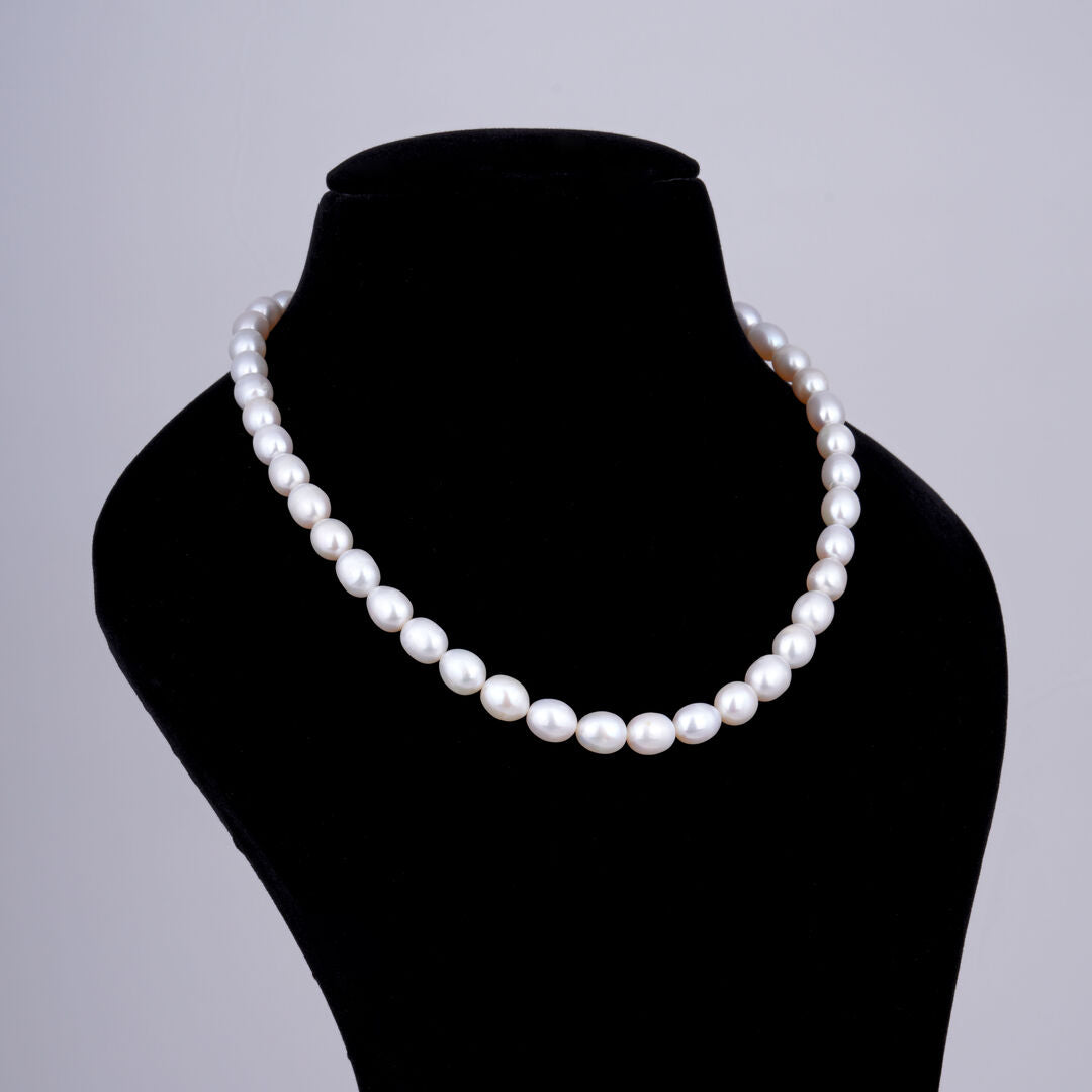 1 line Off-White Flat Pearl Mala