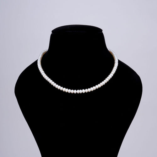 Single Strand Flat White Pearl Necklace