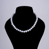 1 line Knotted Grey Round Pearl Mala