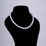 1 line Knotted Grey Round Pearl Mala