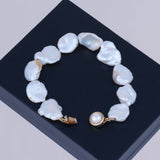 Flat Natural White Pearl Bracelet