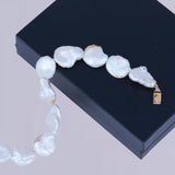 Flat Natural White Pearl Bracelet
