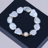 Flat Natural White Pearl Bracelet