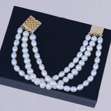 White Tri Layer Pearl Bracelet