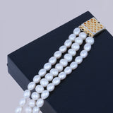 White Tri Layer Pearl Bracelet