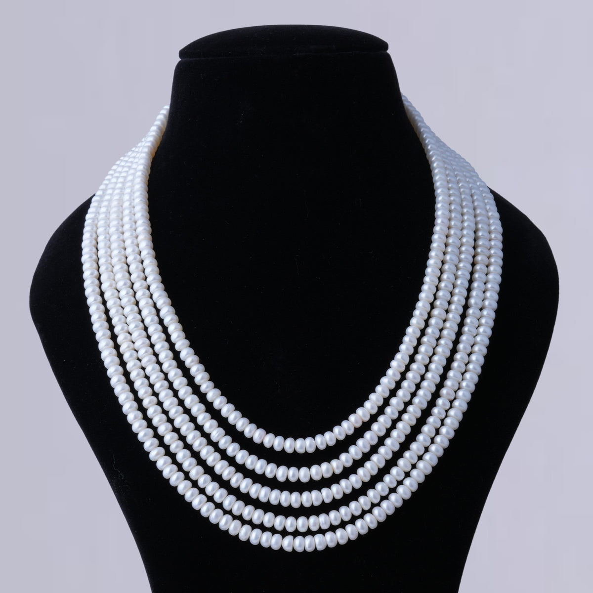 Flat Round White Pearl Necklace
