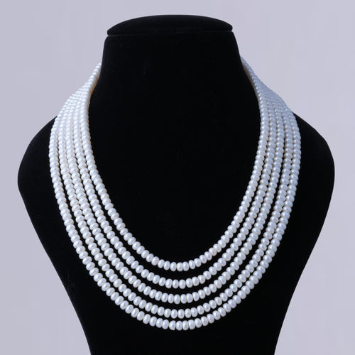 Flat Round White Pearl Necklace