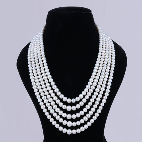 5-Layer Classy White Pearl Necklace