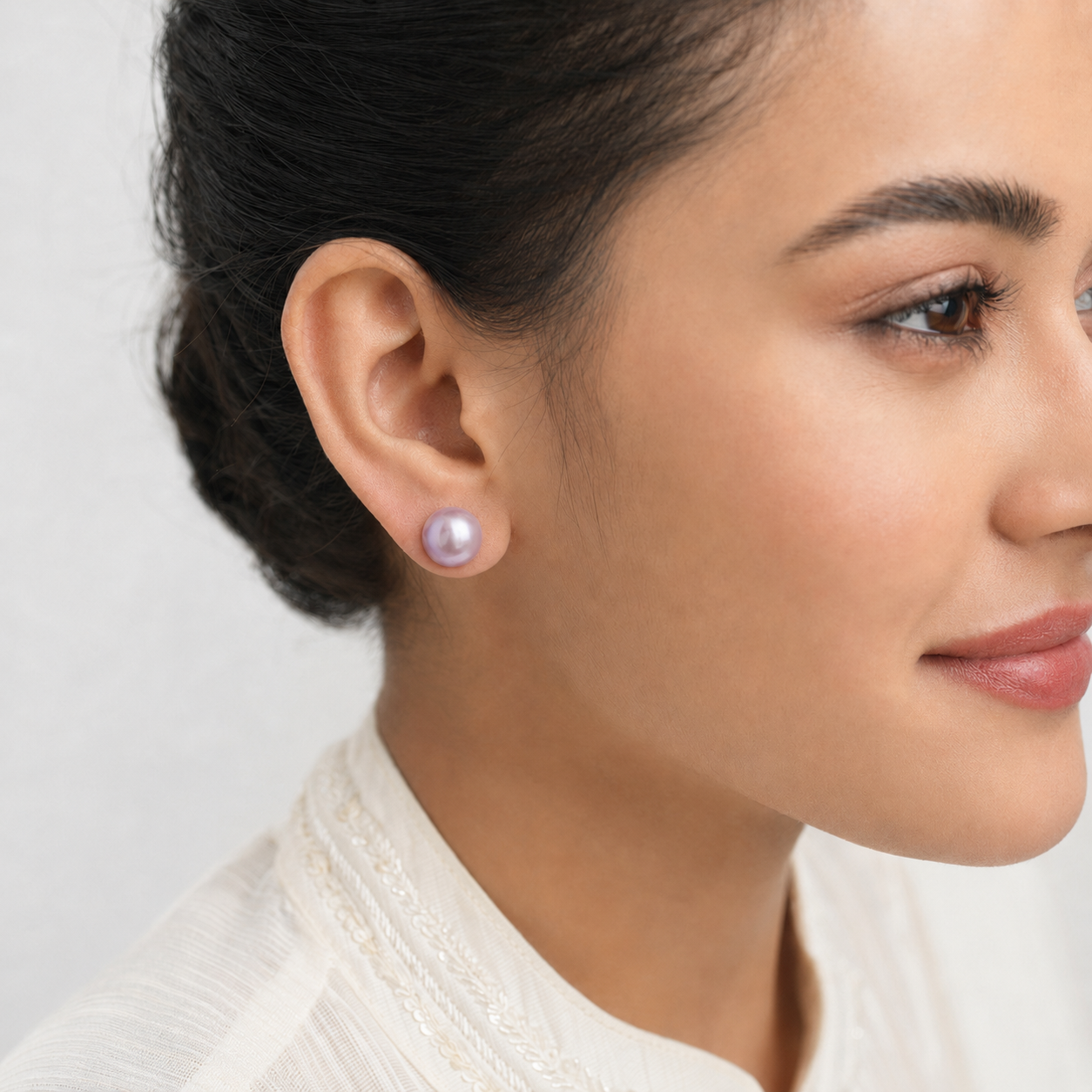 Lavender Pearl Stud Earrings
