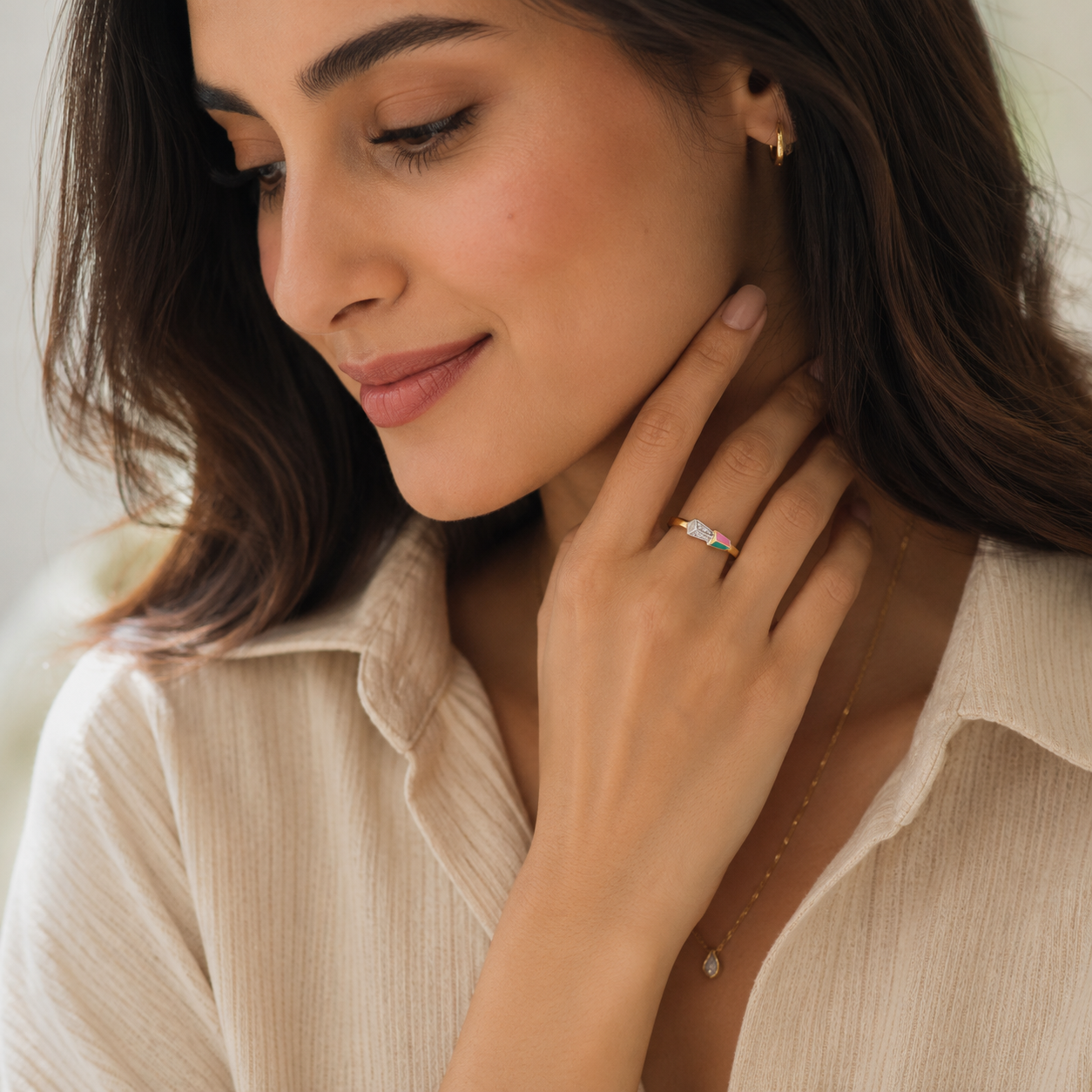 Pastel Arrowhead 22KT Gold Ring