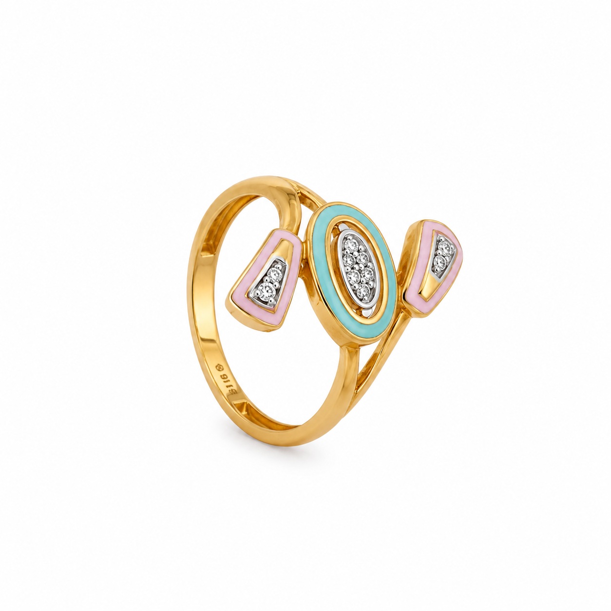 Pastel Riviera 22KT Gold Ring