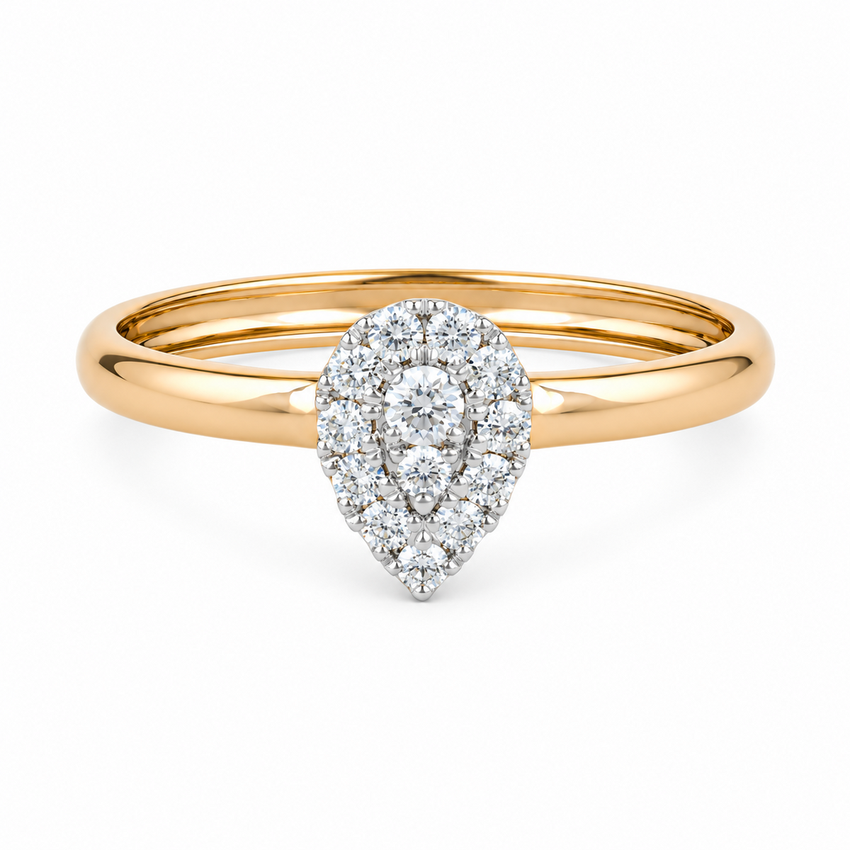 Pear Cluster 14KT Gold Diamond Ring