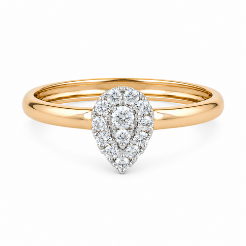 Pear Cluster 14KT Gold Diamond Ring