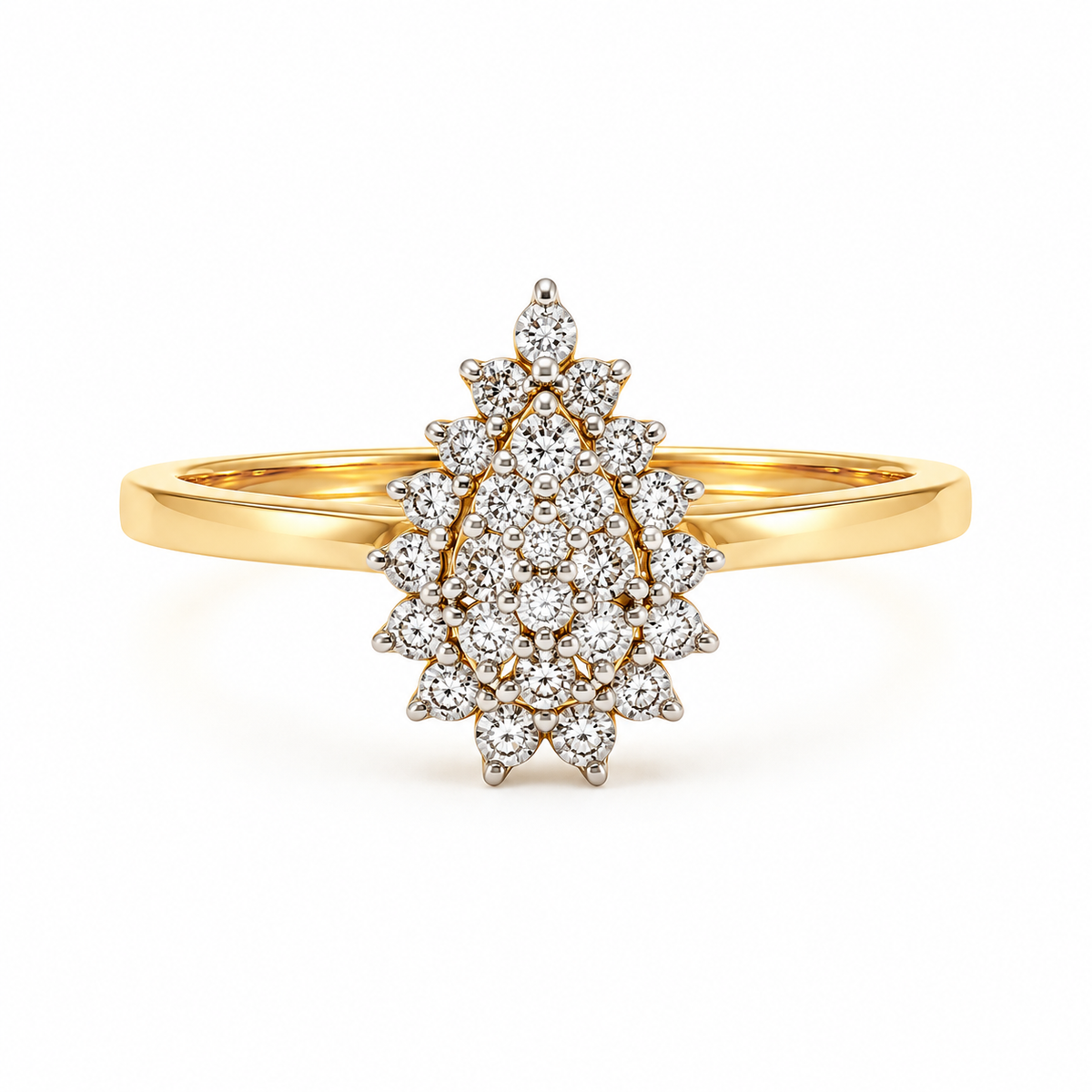 Pear Valut 14KT Gold Diamond Cluster Ring
