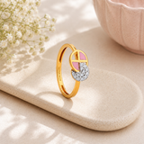 Pink Mosaic 22KT Gold Ring