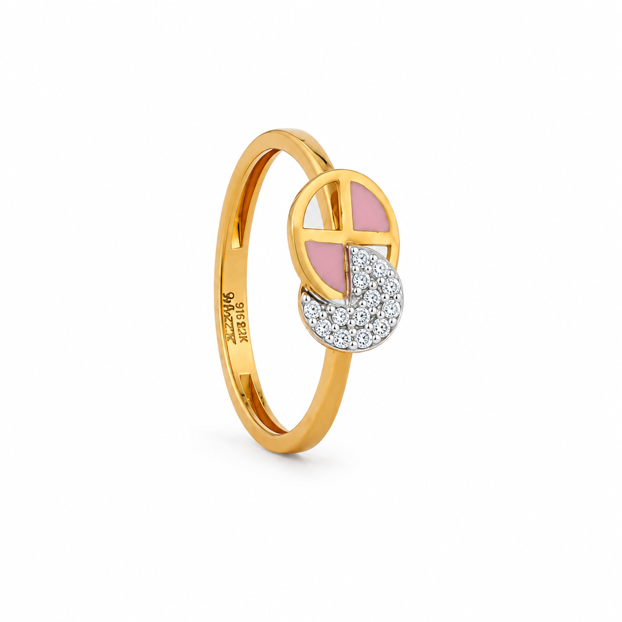 Pink Mosaic 22KT Gold Ring