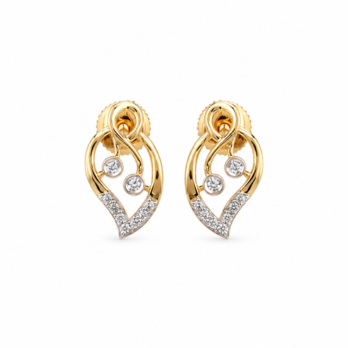 Pretty Petal 14KT Gold Diamond Stud Earrings
