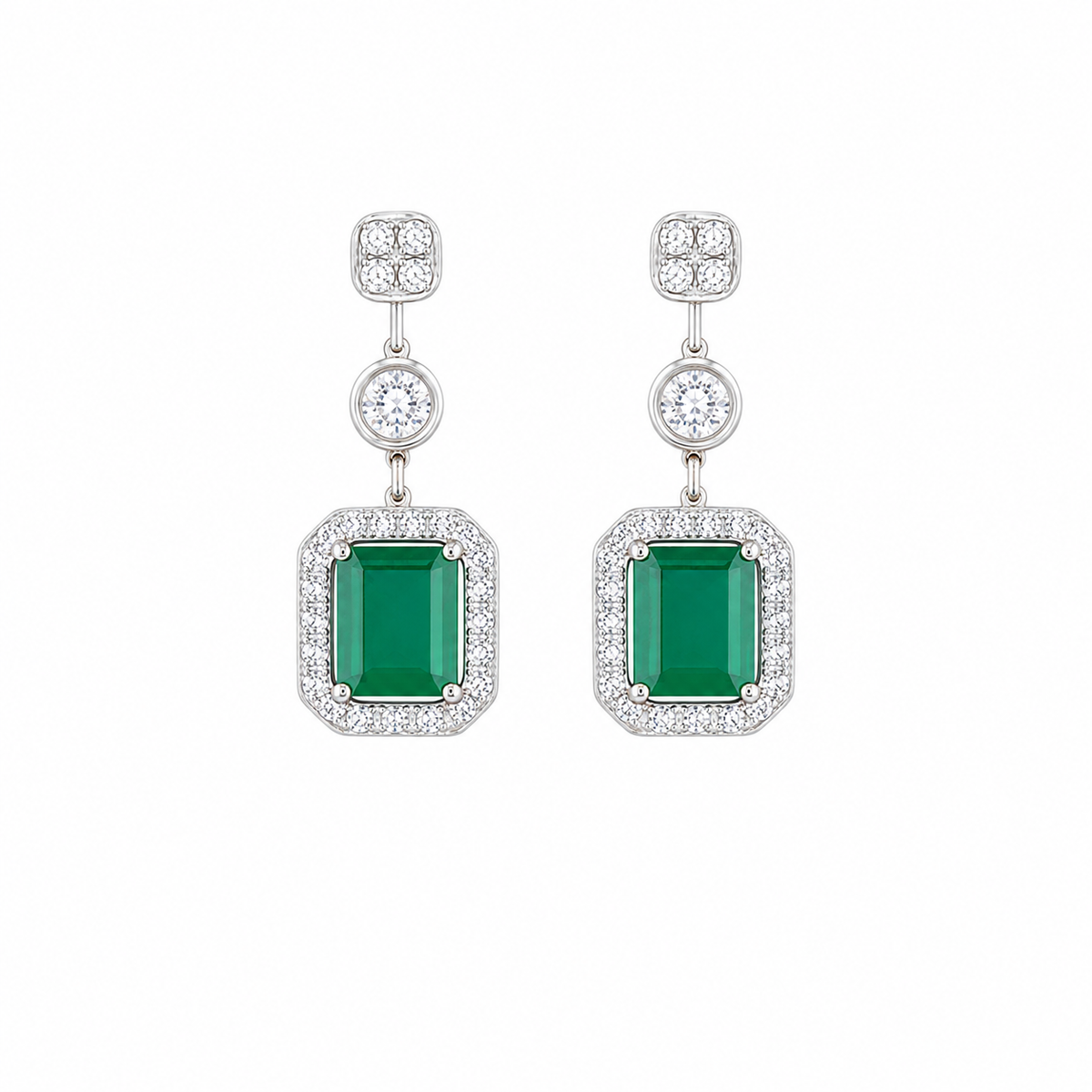 Quad Emerald 14KT Gold Diamond Drop Earrings