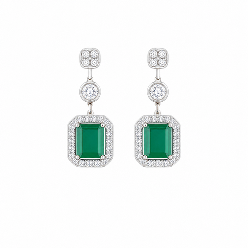 Quad Emerald 14KT Gold Diamond Drop Earrings