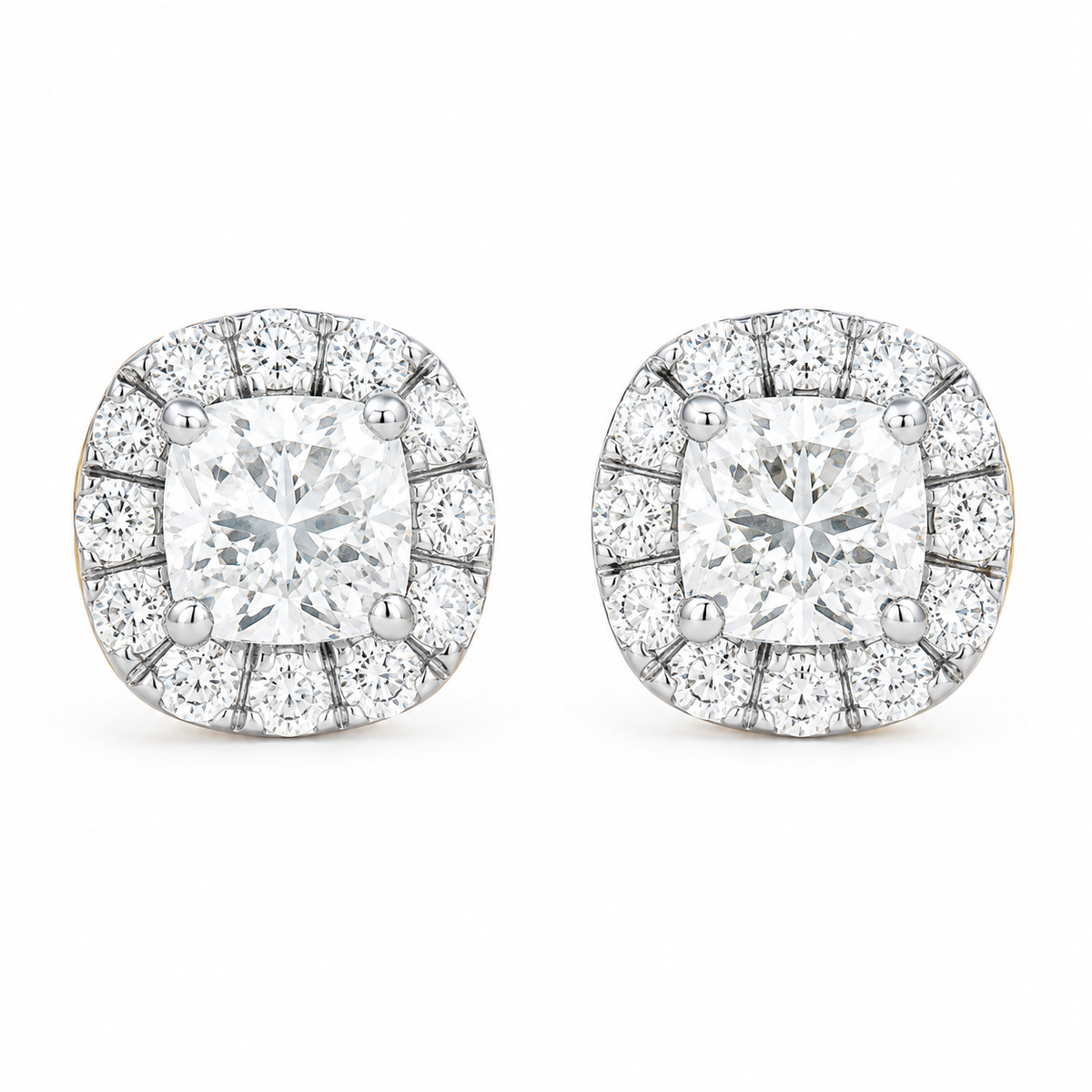 Radiant Halo Lab Grown Diamond Stud Earrings