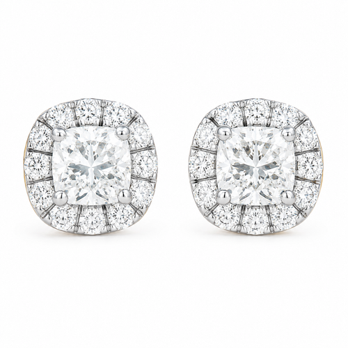 Radiant Halo Lab Grown Diamond Stud Earrings