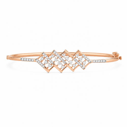 Radiant Lattice 18KT Gold Diamond Kada