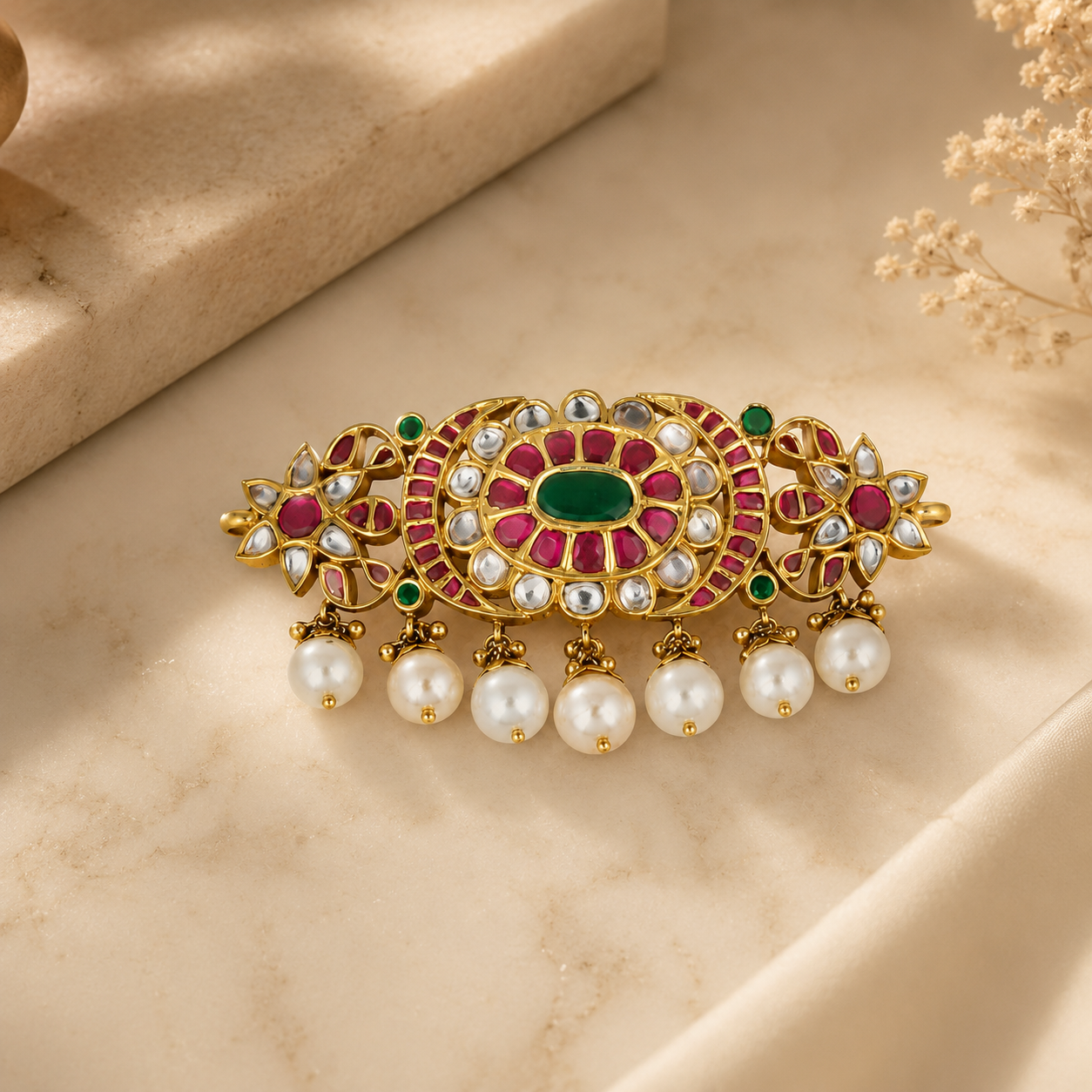 Rajkumari Pearl Drop 22KT Gold Bajuband