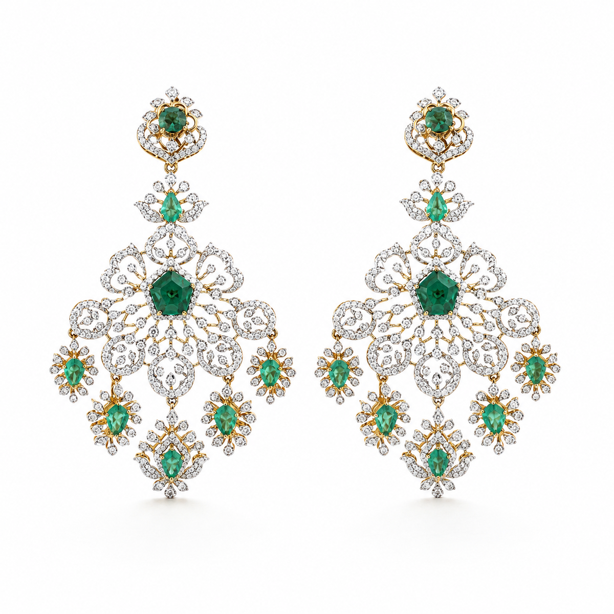 Ratnavali 18KT Gold Diamond Dangle Earrings